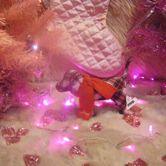 Victoria's Secret PINK Mini Dog Pink Plaid With Red Scarf NWT - Picture 11 of 12
